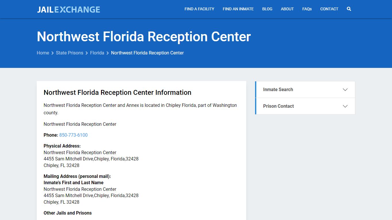 Northwest Florida Reception Center Inmate Search, FL - Jail Exchange